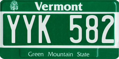 VT license plate YYK582