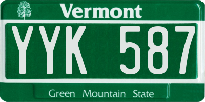 VT license plate YYK587
