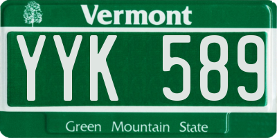 VT license plate YYK589