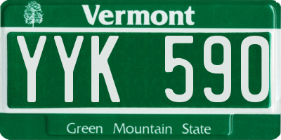 VT license plate YYK590
