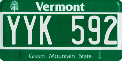 VT license plate YYK592
