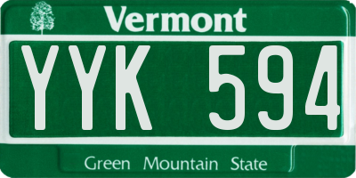 VT license plate YYK594