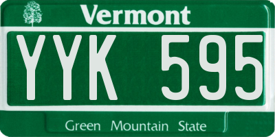 VT license plate YYK595