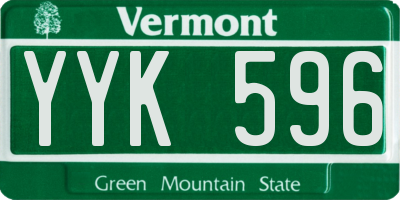VT license plate YYK596