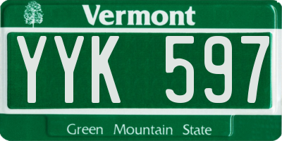 VT license plate YYK597