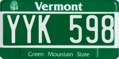 VT license plate YYK598