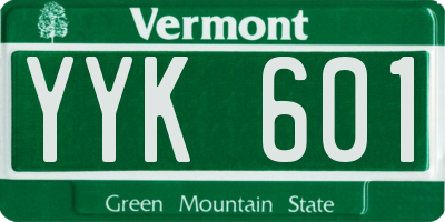 VT license plate YYK601
