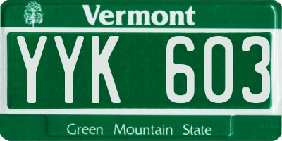 VT license plate YYK603