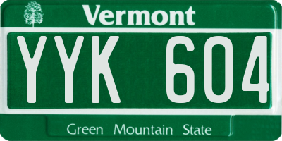 VT license plate YYK604