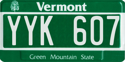 VT license plate YYK607