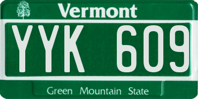 VT license plate YYK609