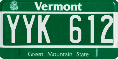 VT license plate YYK612