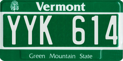 VT license plate YYK614