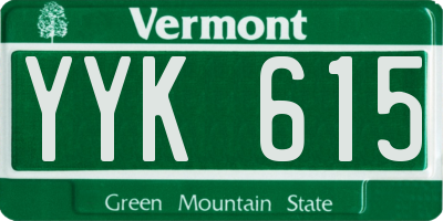 VT license plate YYK615