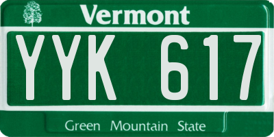 VT license plate YYK617