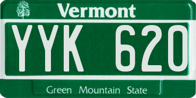 VT license plate YYK620