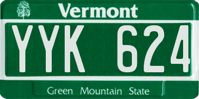 VT license plate YYK624