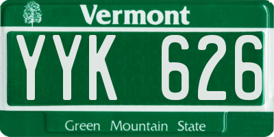 VT license plate YYK626