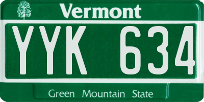 VT license plate YYK634
