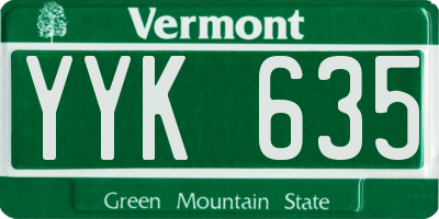 VT license plate YYK635