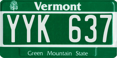 VT license plate YYK637