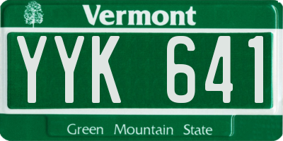 VT license plate YYK641