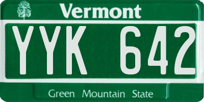 VT license plate YYK642