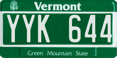VT license plate YYK644