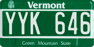 VT license plate YYK646