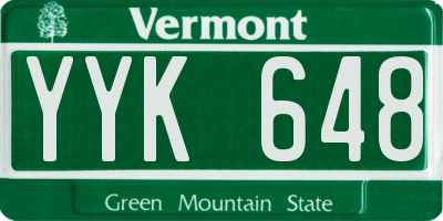 VT license plate YYK648