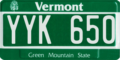 VT license plate YYK650