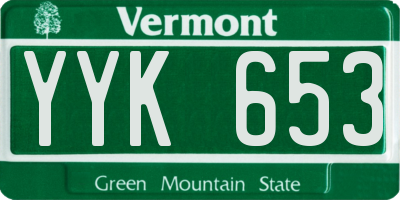 VT license plate YYK653