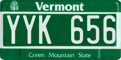 VT license plate YYK656