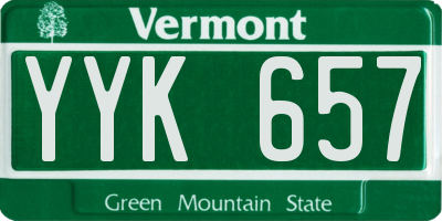 VT license plate YYK657