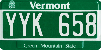 VT license plate YYK658