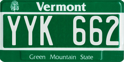 VT license plate YYK662