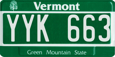 VT license plate YYK663