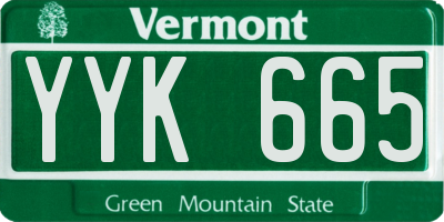 VT license plate YYK665