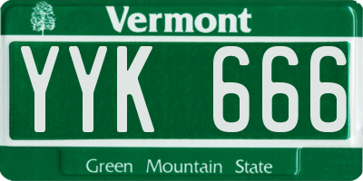 VT license plate YYK666