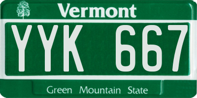 VT license plate YYK667