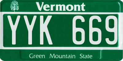 VT license plate YYK669