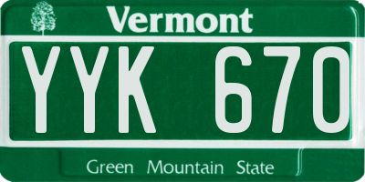VT license plate YYK670