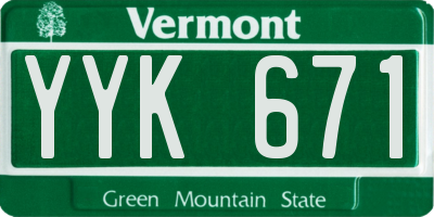 VT license plate YYK671