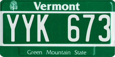 VT license plate YYK673