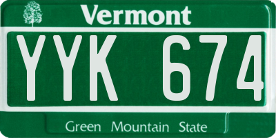 VT license plate YYK674