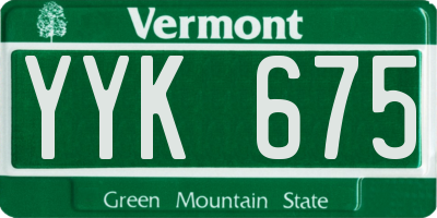 VT license plate YYK675