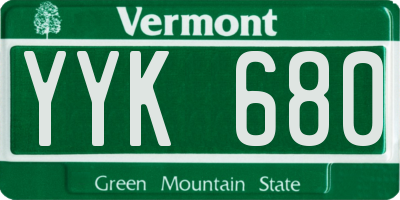 VT license plate YYK680