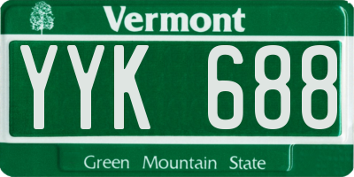 VT license plate YYK688