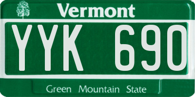 VT license plate YYK690