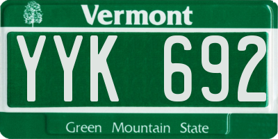 VT license plate YYK692
